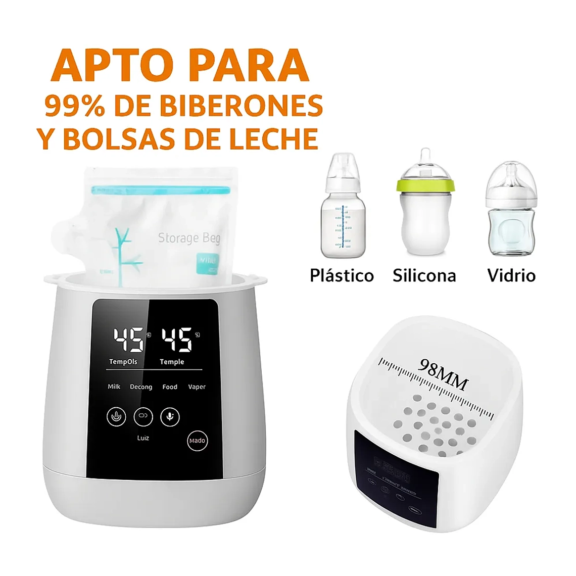 Calentador y Esterilizador de Biberones 4 en 1  Temporizador  Compatible con Mamaderas 4