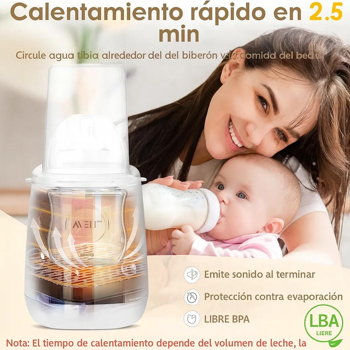 Calentador y Esterilizador de Biberones 4 en 1  Temporizador  Compatible con Mamaderas 5