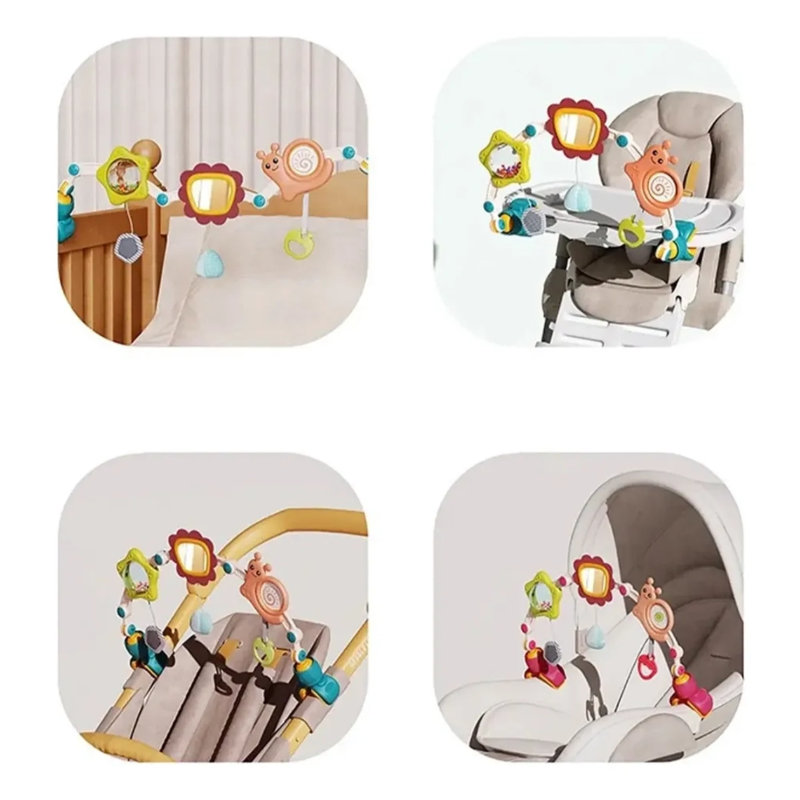 Arco Móvil 4 en 1 para Bebé  Estimulación Sensorial  Compatible con Cochecito y Cuna 4