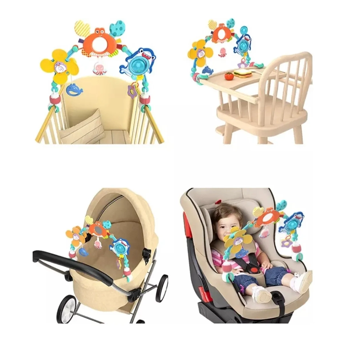 Arco Móvil 4 en 1 para Bebé  Estimulación Sensorial  Compatible con Cochecito y Cuna 4