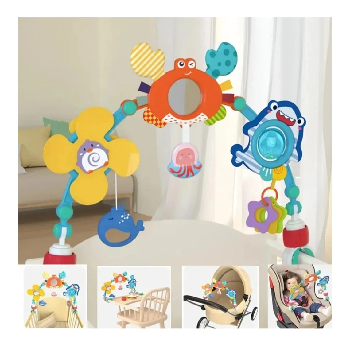 Arco Móvil 4 en 1 para Bebé  Estimulación Sensorial  Compatible con Cochecito y Cuna 5