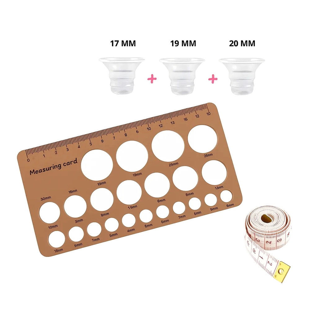 Regla Medidora de Pezón + 3 Insertos Universales para Extractor de Leche  Silicona BPA Free 2
