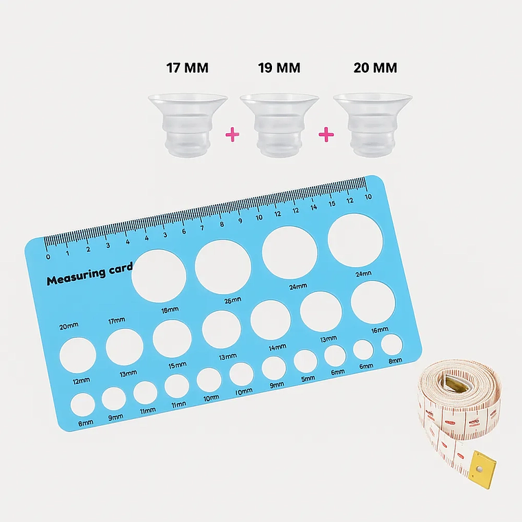 Regla Medidora de Pezón + 3 Insertos Universales para Extractor de Leche  Silicona BPA Free 4