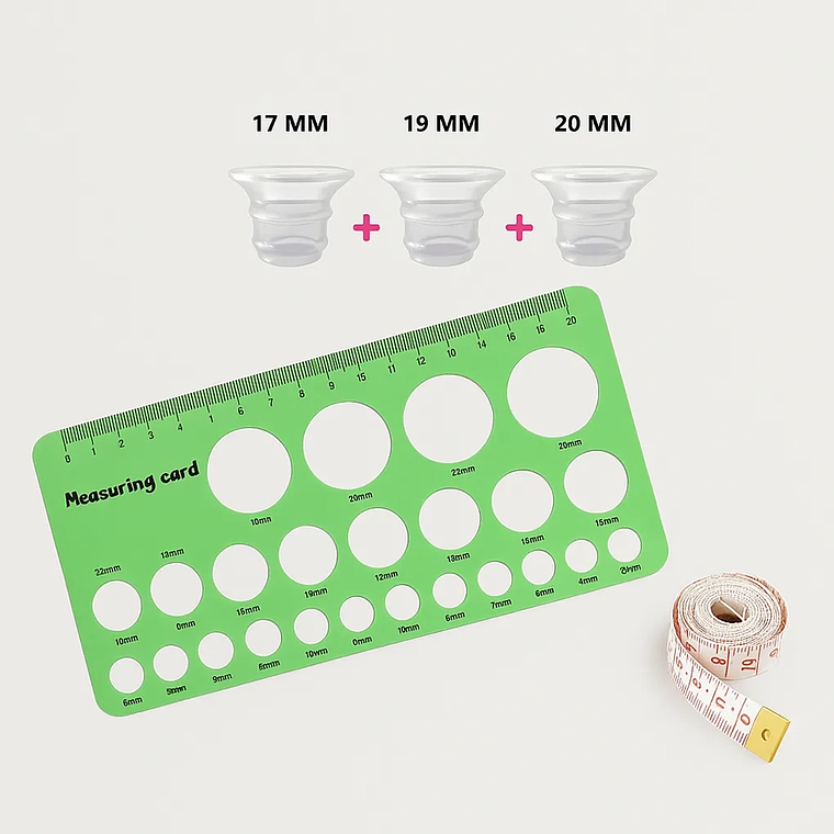 Regla Medidora de Pezón + 3 Insertos Universales para Extractor de Leche  Silicona BPA Free 6