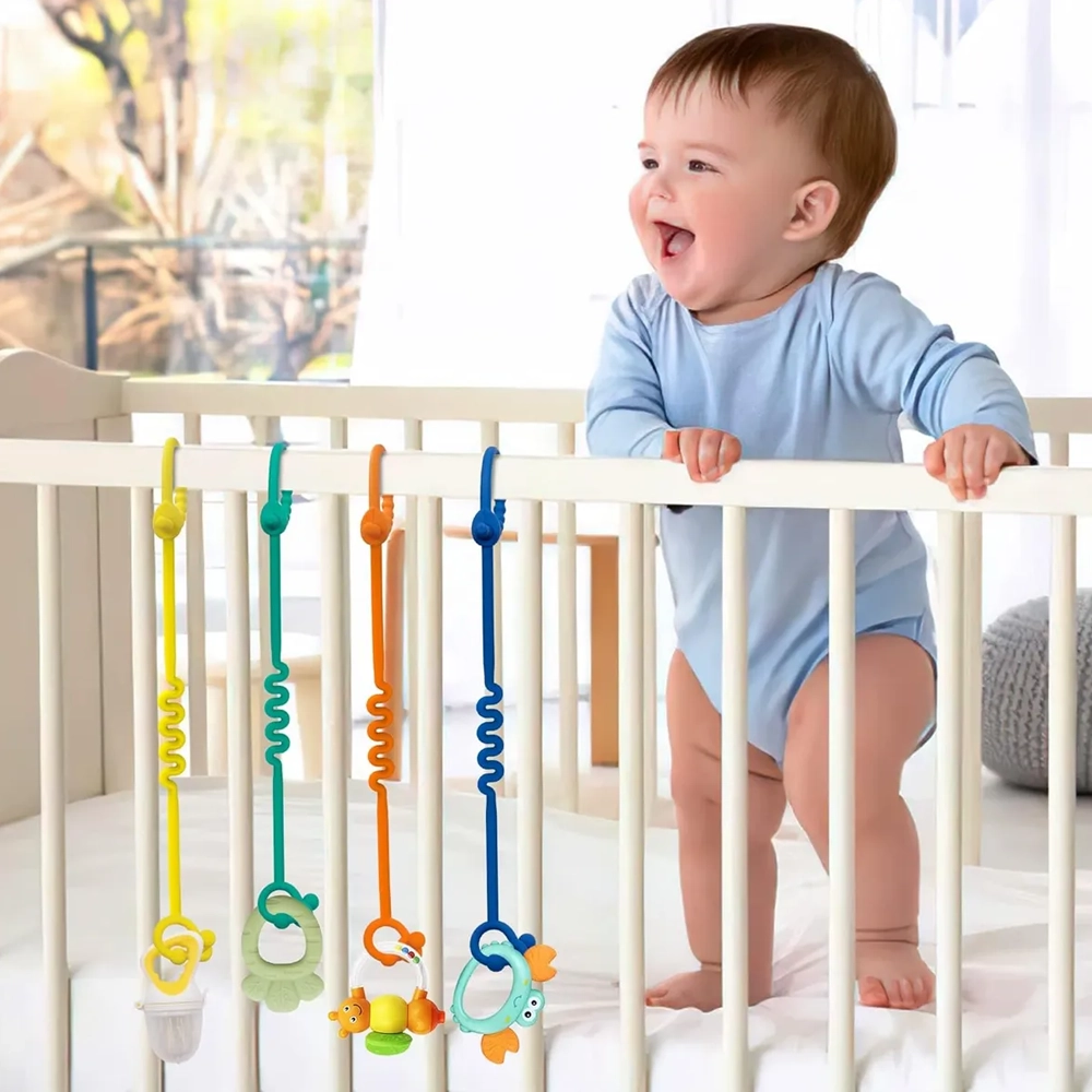 Cadena Espiral Silicona para Bebé  Porta Chupetes y Juguetes  Libre de BPA  5