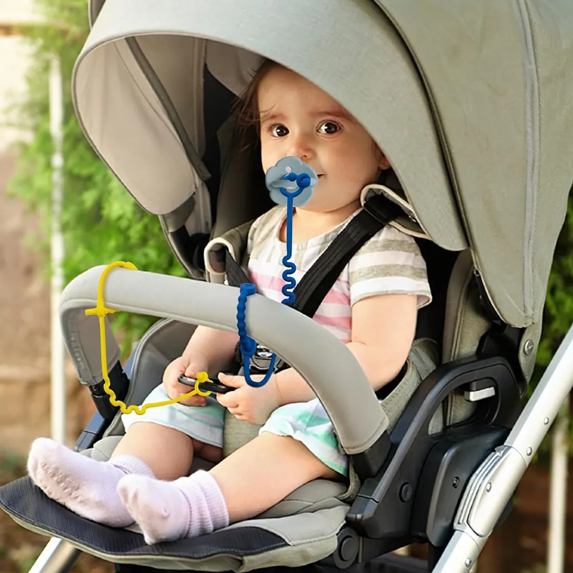 Cadena Espiral Silicona para Bebé  Porta Chupetes y Juguetes  Libre de BPA 6