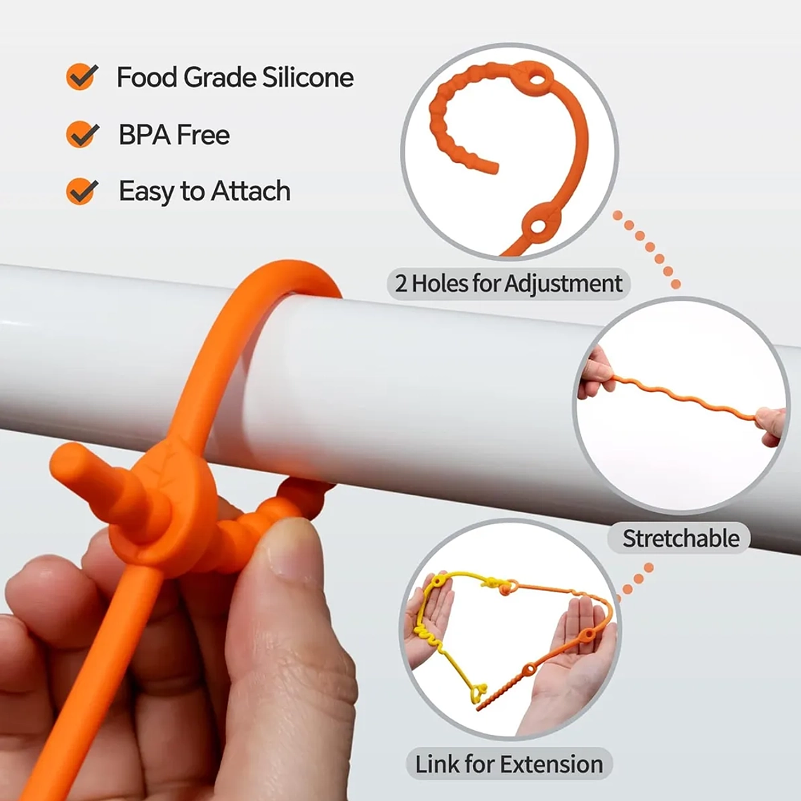 Cadena Espiral Silicona para Bebé  Porta Chupetes y Juguetes  Libre de BPA 8