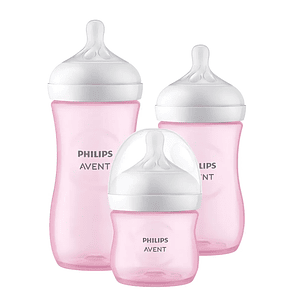 Set Mamaderas Philips Avent Rosa SCD838/28  Anticólicos  BPA Free  125, 260, 330 ml