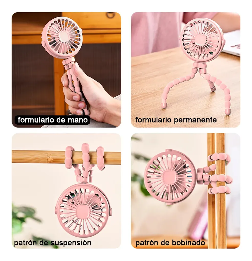 Mini Ventilador Portátil USB con Trípode 360° para Bebés y Cochecito 4