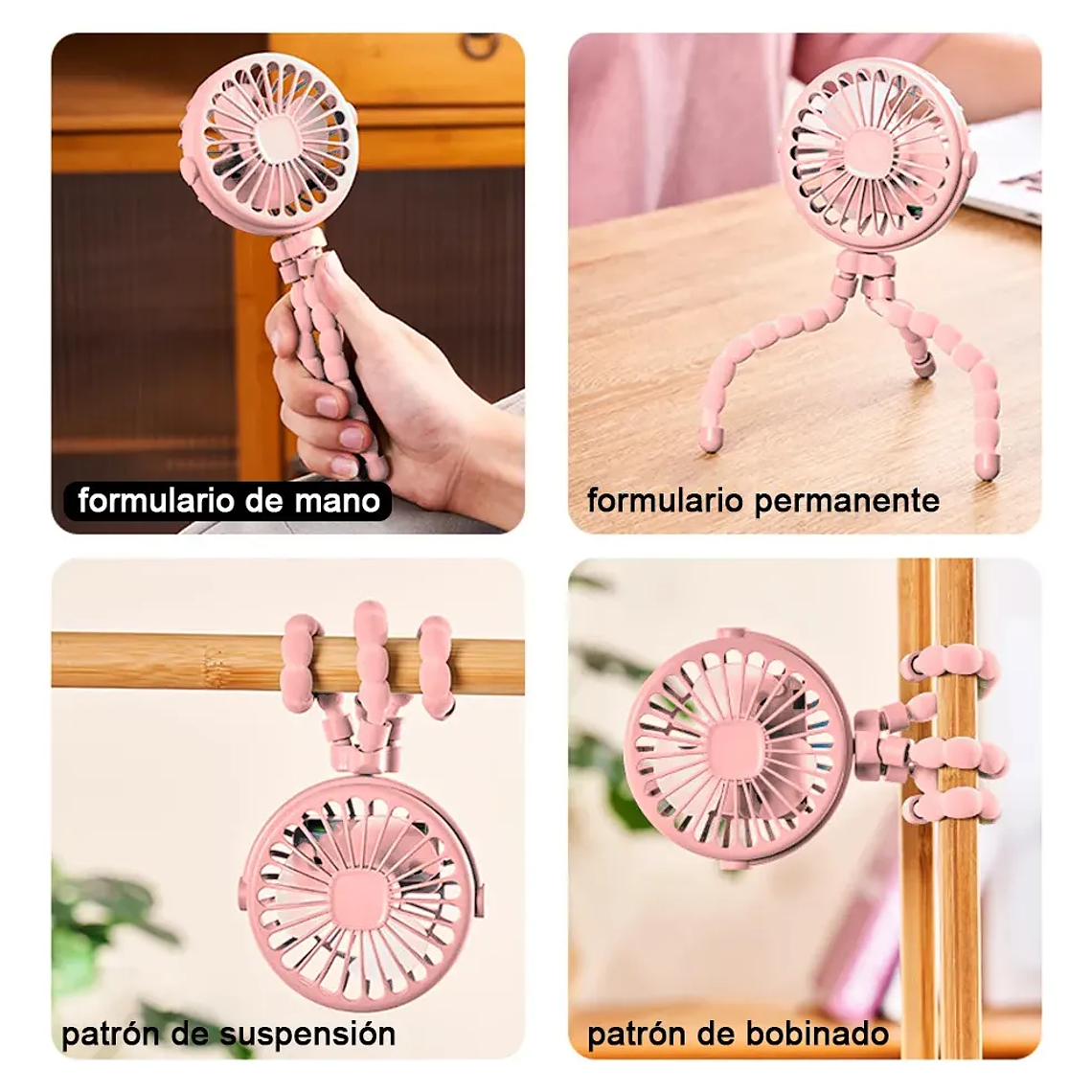 Mini Ventilador Portátil USB con Trípode 360° para Bebés y Cochecito 4