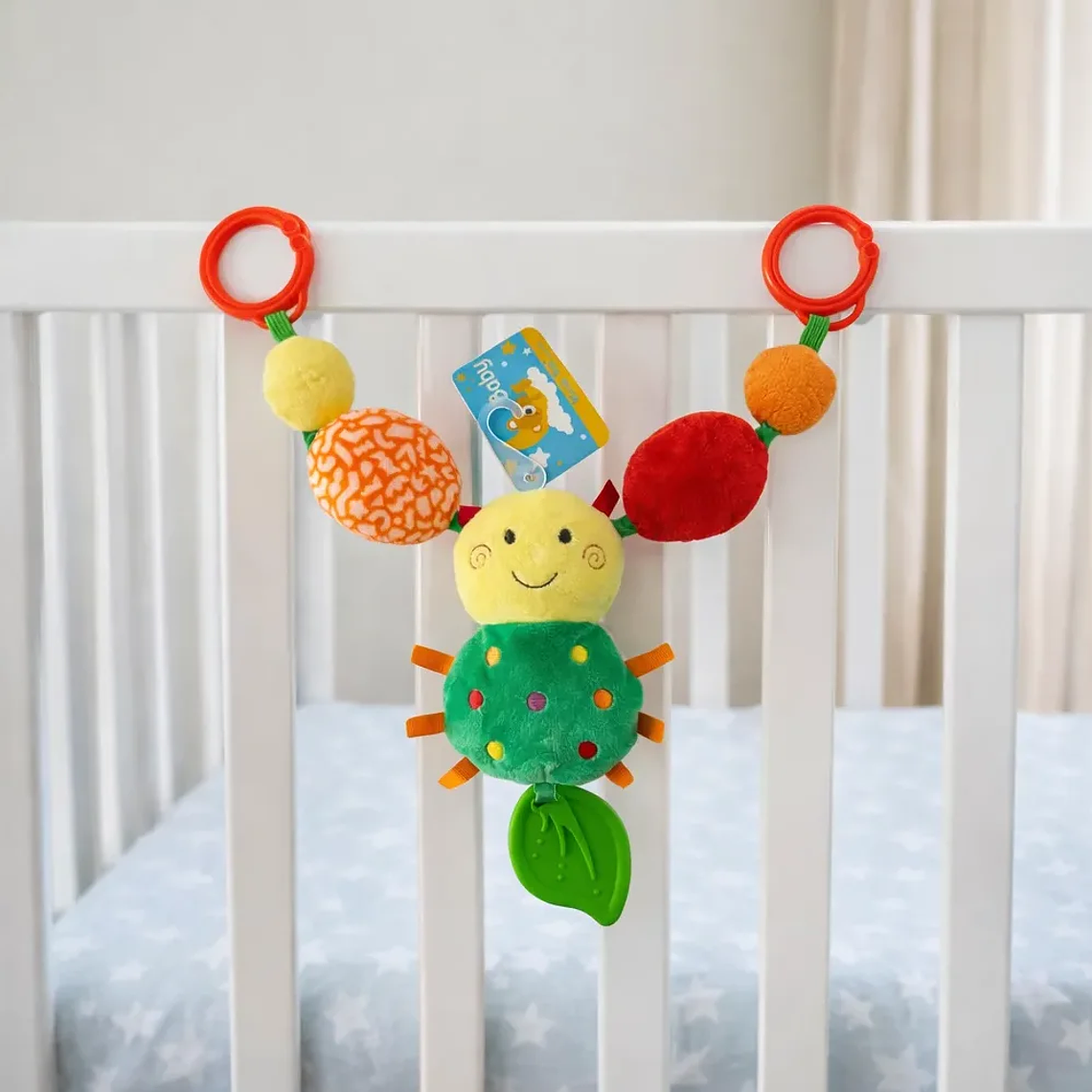 Sonajero Colgante Sensorial Bebé Coche Cuna Amarillo Azul Rosa BlueKids 2