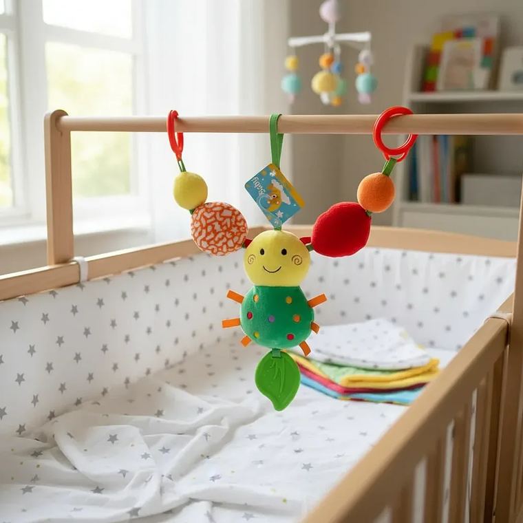 Sonajero Colgante Sensorial Bebé Coche Cuna Amarillo Azul Rosa BlueKids 4