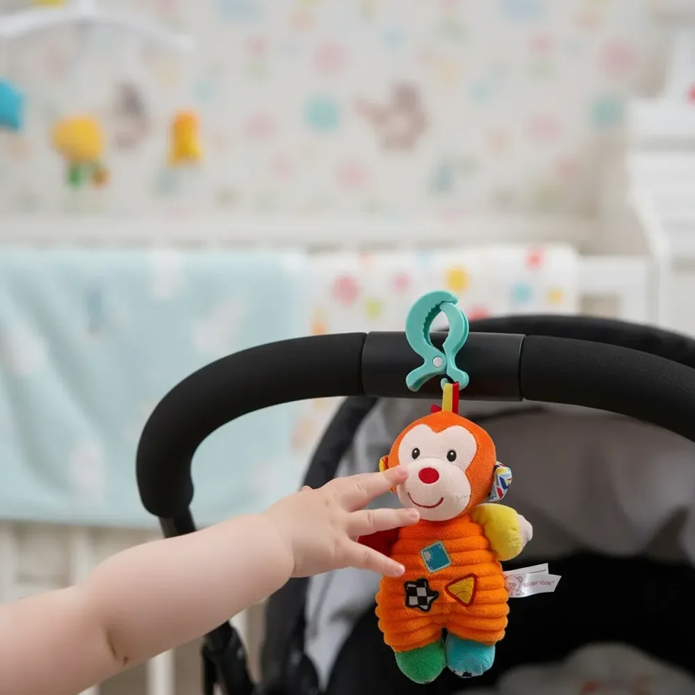 Sonajero Colgante Bebé Sensorial Clip Mono Multicolor BlueKids 3
