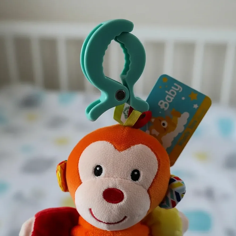 Sonajero Colgante Bebé Sensorial Clip Mono Multicolor BlueKids 4