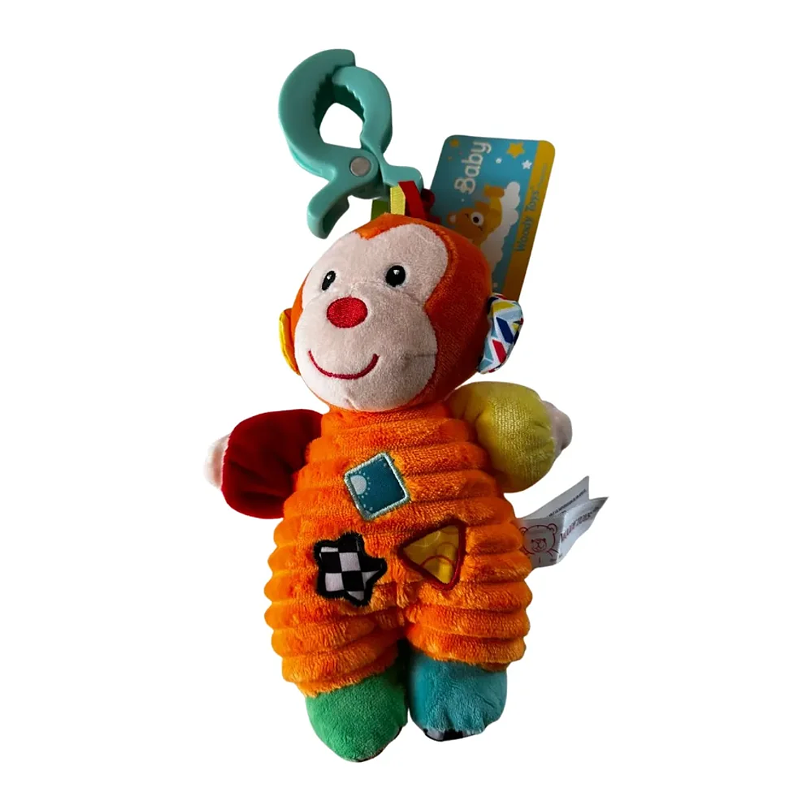 Sonajero Colgante Bebé Sensorial Clip Mono Multicolor BlueKids 1