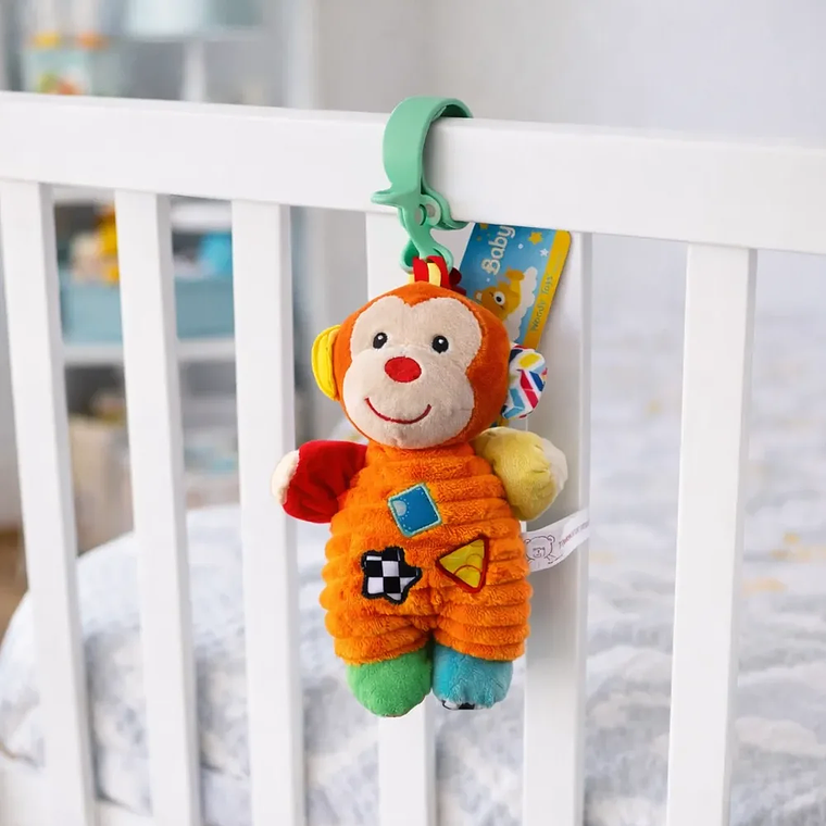 Sonajero Colgante Bebé Sensorial Clip Mono Multicolor BlueKids 2