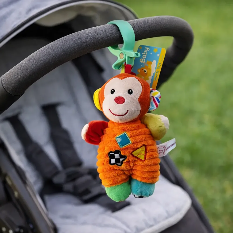 Sonajero Colgante Bebé Sensorial Clip Mono Multicolor BlueKids 5