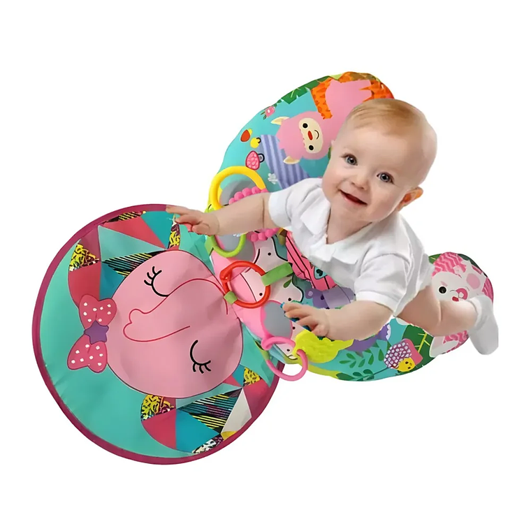 Cojín de Apoyo Bebé Juguetes Sensoriales Verde y Rosa BlueKids 4