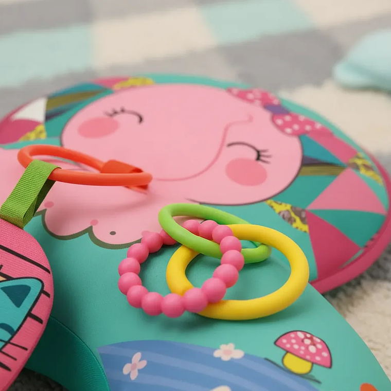 Cojín de Apoyo Bebé Juguetes Sensoriales Verde y Rosa BlueKids 7
