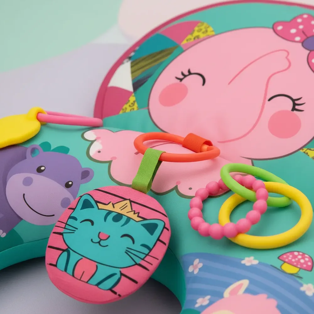 Cojín de Apoyo Bebé Juguetes Sensoriales Verde y Rosa BlueKids 8