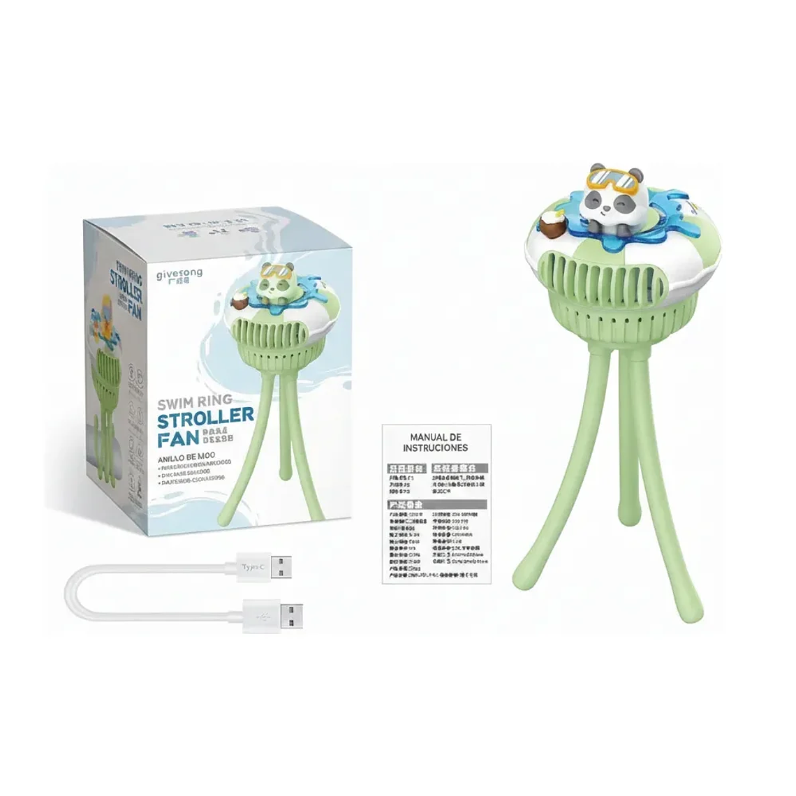 Ventilador para Coche Bebé USB Portátil 3 Velocidades Blue Kids 3