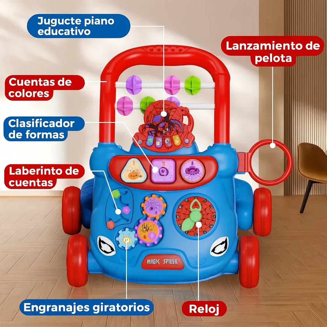 Caminadora Andador Corre Pasillo Musical Bebé Azul y Rosa | BlueKids 6