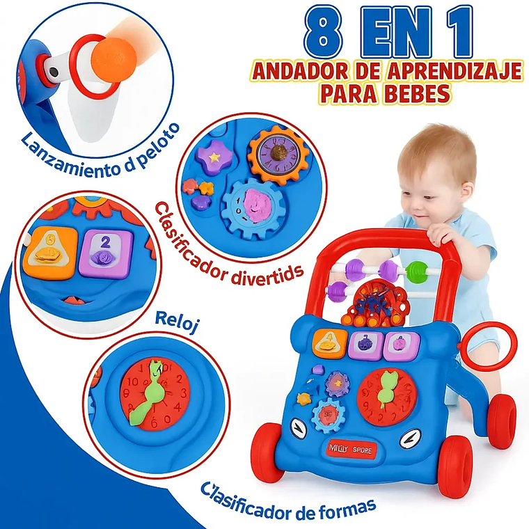 Caminadora Andador Corre Pasillo Musical Bebé Azul y Rosa | BlueKids 7