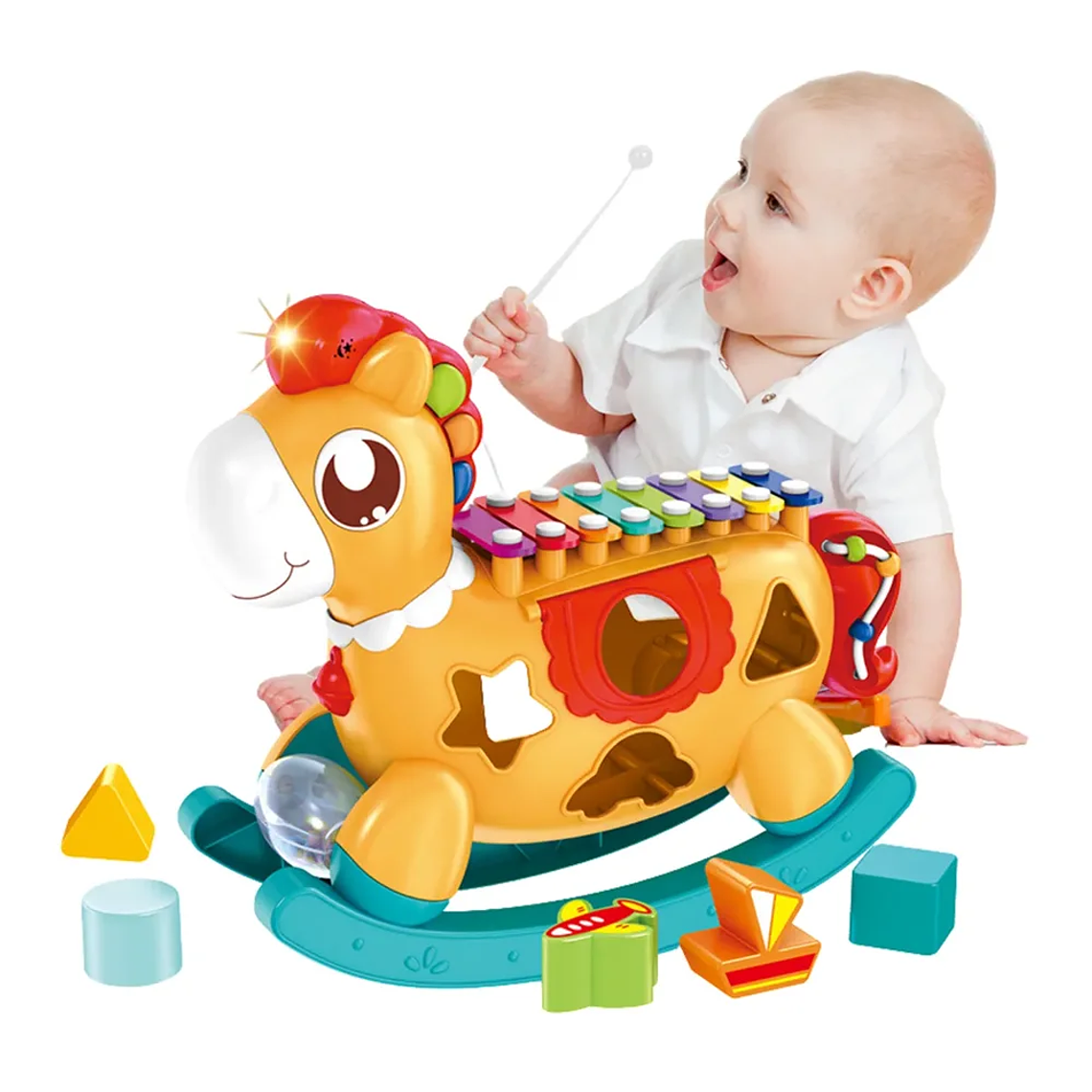 Caballito Mecedor Musical Bebé Xilófono y Formas | BlueKids 5