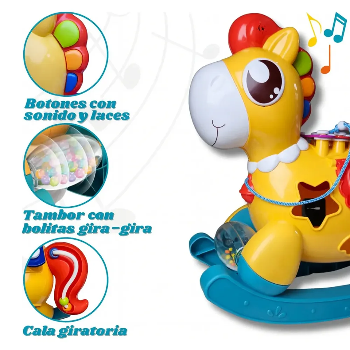 Caballito Mecedor Musical Bebé Xilófono y Formas | BlueKids 7
