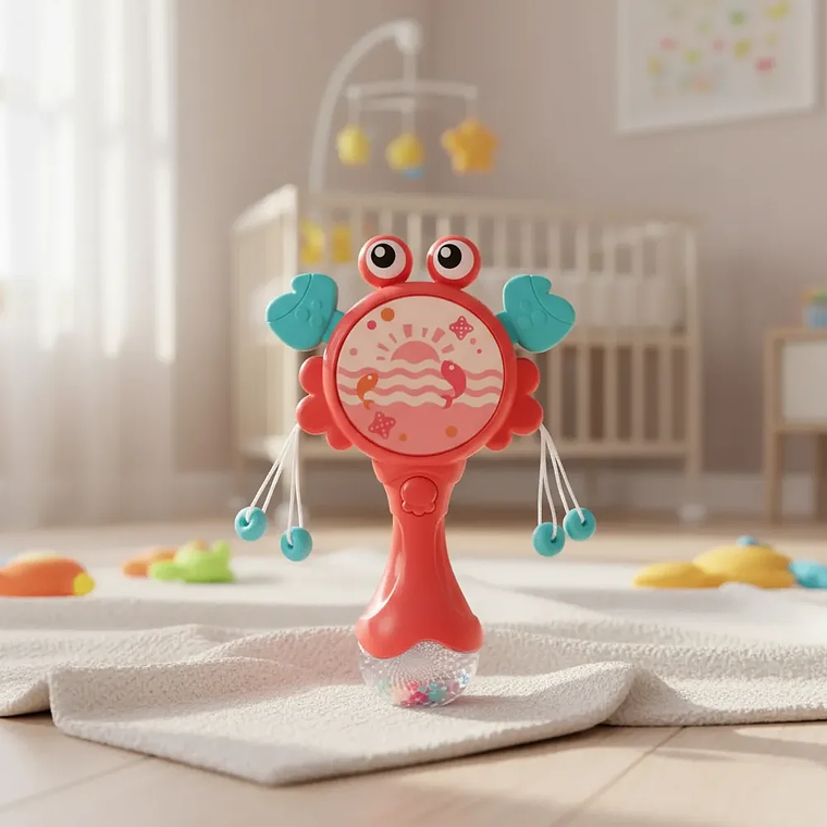 Juguete Musical Mordedor Sonajero Cangrejo Azul y Rojo BlueKids 4