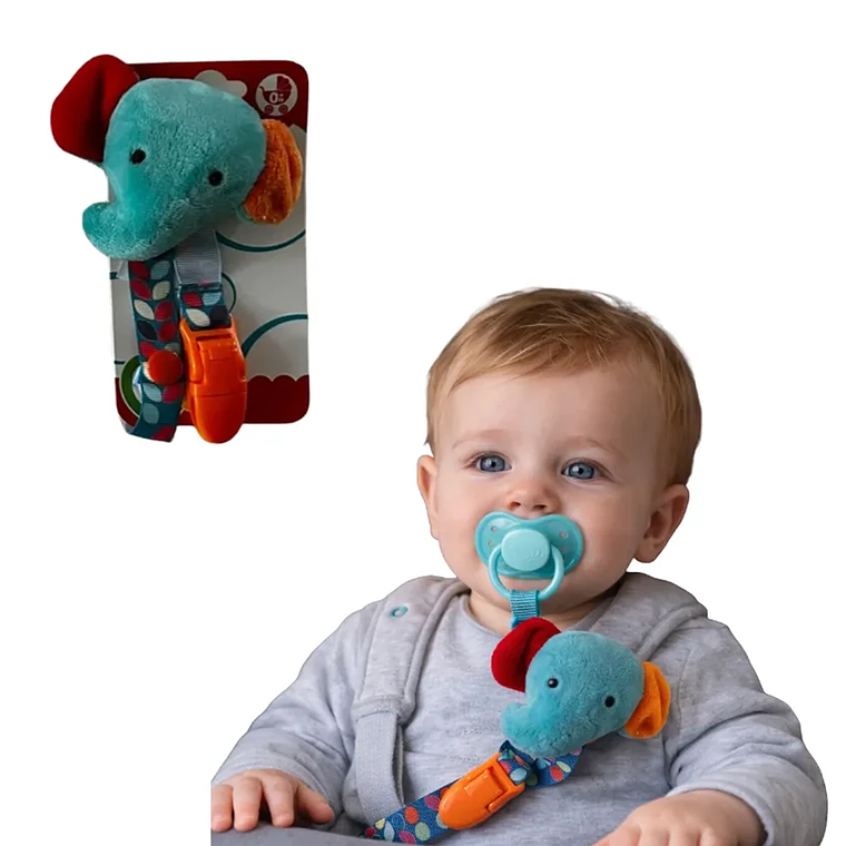 Porta Chupete Sujetador Bebé Animalitos Clip Lavable BlueKids 2