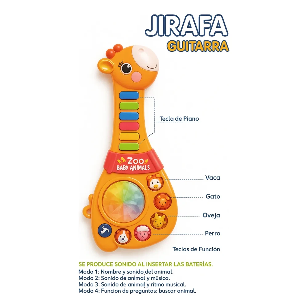 Jirafa Guitarra Bebé Juguete Musical Didáctico BlueKids 4