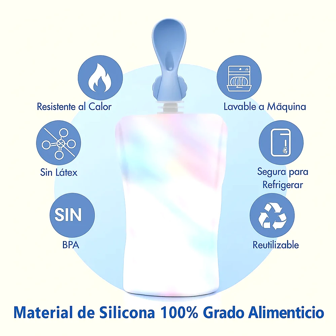 Set 5 Cucharas Silicona para Bolsas de Alimentación | BlueKids 6