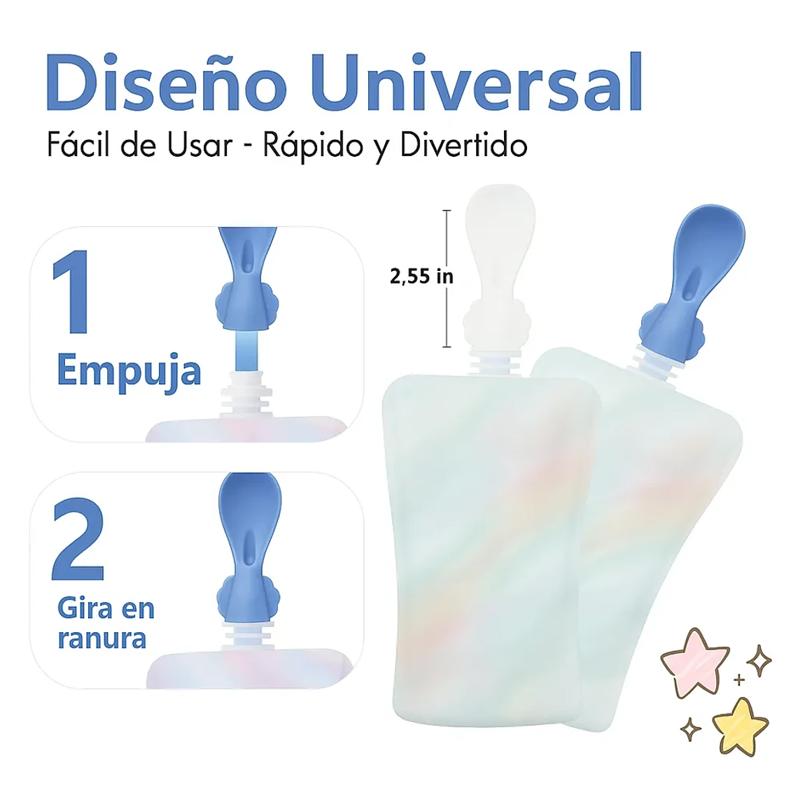 Set 5 Cucharas Silicona para Bolsas de Alimentación | BlueKids 7