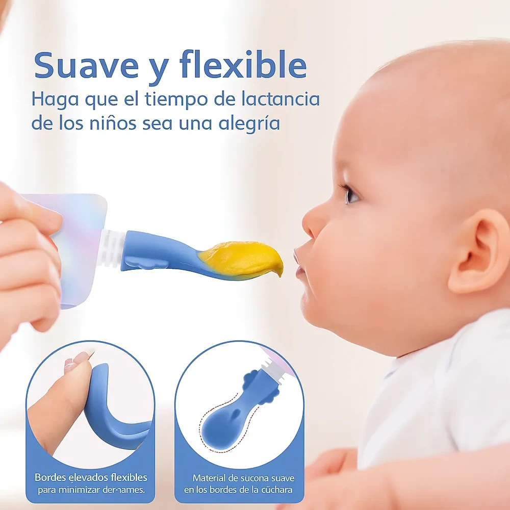 Set 5 Cucharas Silicona para Bolsas de Alimentación | BlueKids 8