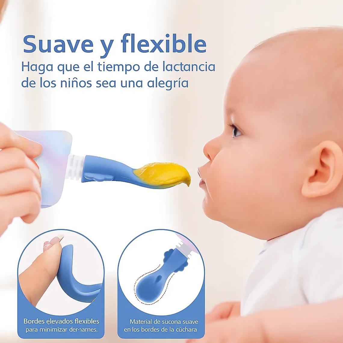 Set 5 Cucharas Silicona para Bolsas de Alimentación | BlueKids 8