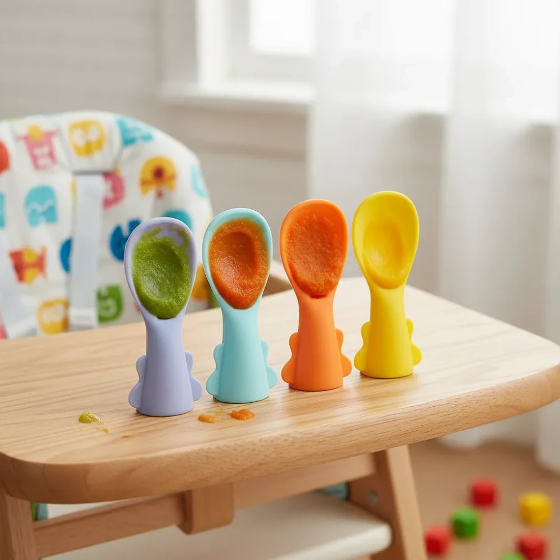 Set 5 Cucharas Silicona para Bolsas de Alimentación | BlueKids 4