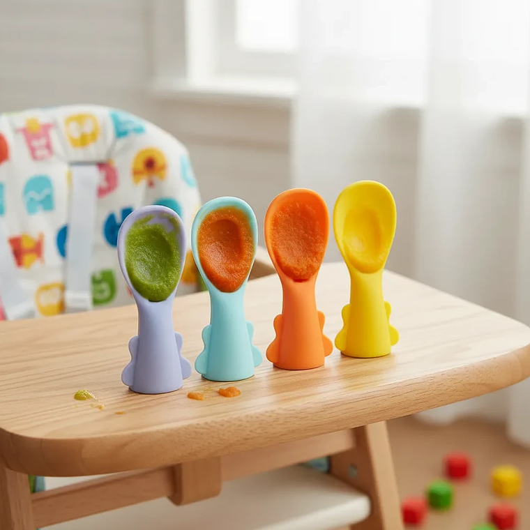 Set 5 Cucharas Silicona para Bolsas de Alimentación | BlueKids 4