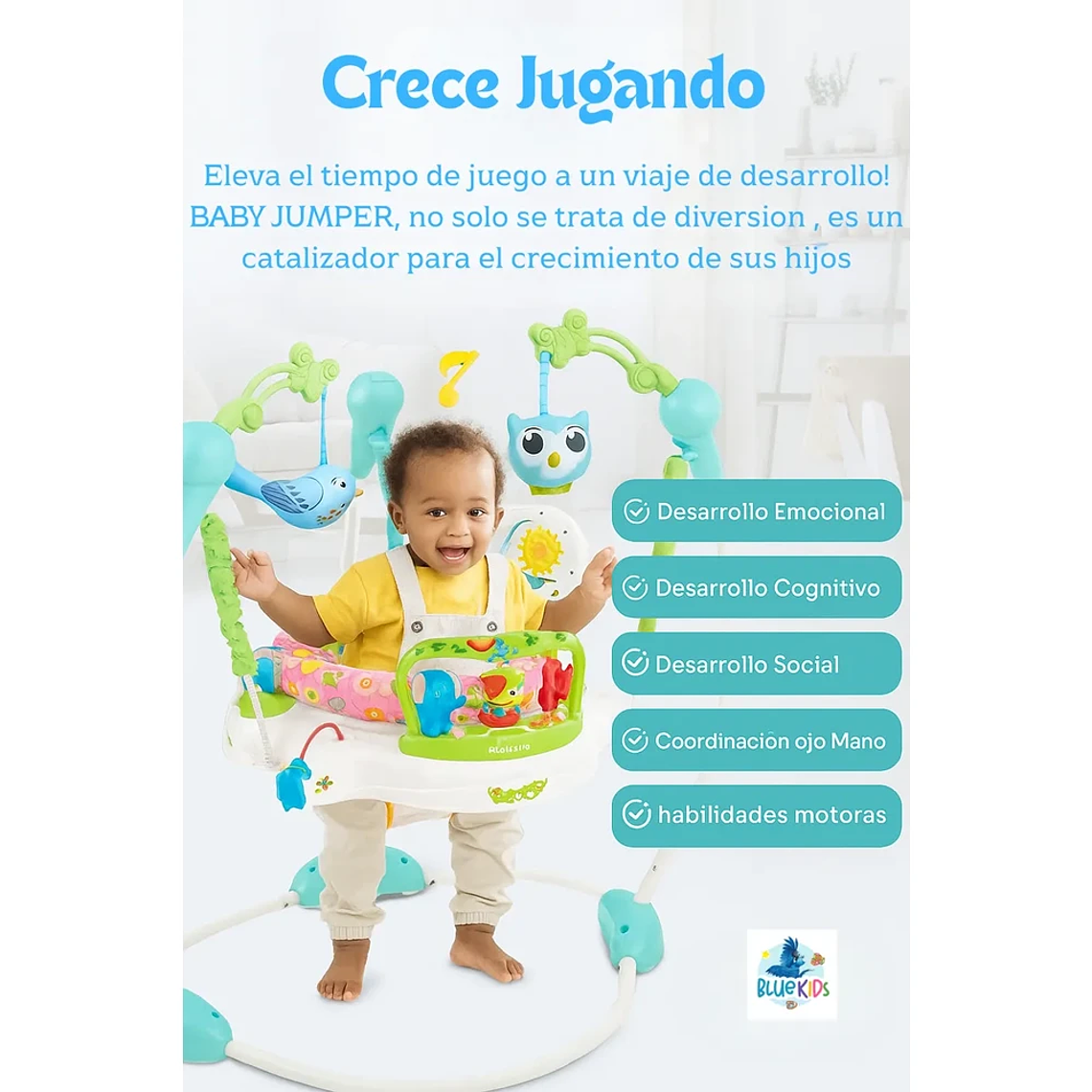 Saltarín Musical Baby Jumper 360 con 3 Niveles en Rosado y Azul | BlueKids  4