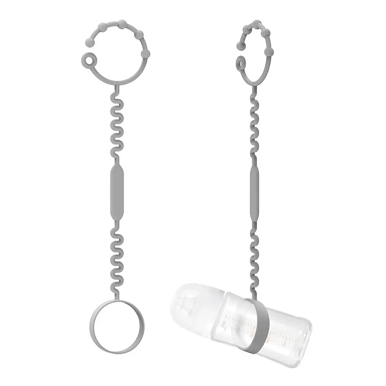 Cadena Porta Mamaderas y Juguetes de Silicona en Color Gris | BlueKids 2