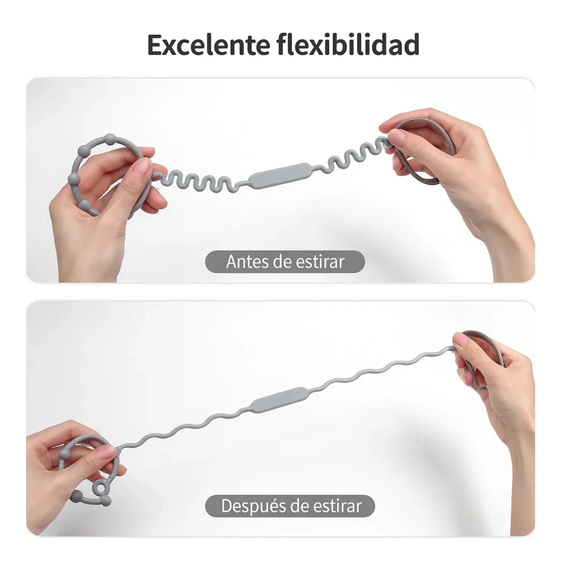 Cadena Porta Mamaderas y Juguetes de Silicona en Color Gris | BlueKids 4