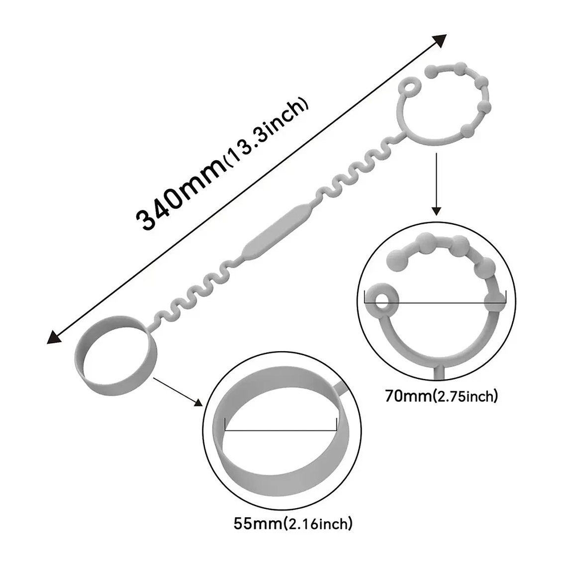 Cadena Porta Mamaderas y Juguetes de Silicona en Color Gris | BlueKids 3
