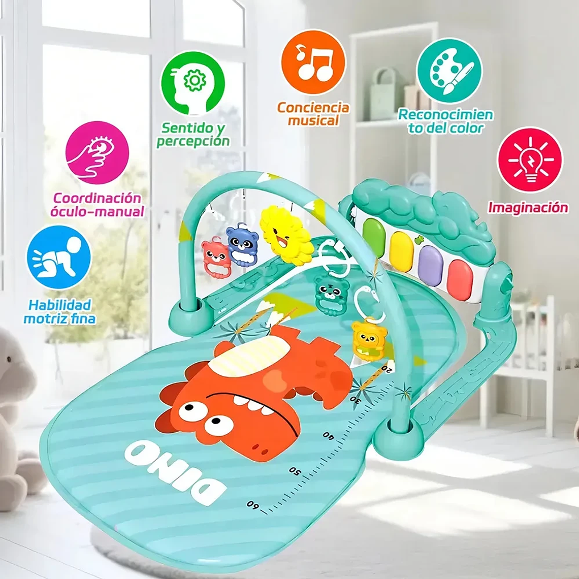 Gimnasio para Bebé con Piano Musical y Alfombra Acolchada | BlueKids  9