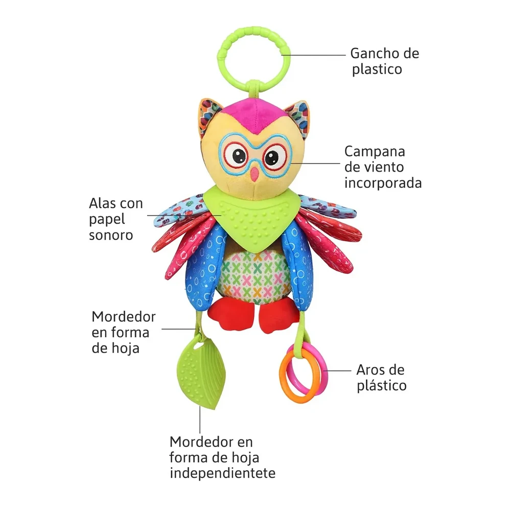 Peluche Búho Interactivo con Mordedor y Sonajero | BlueKids  2
