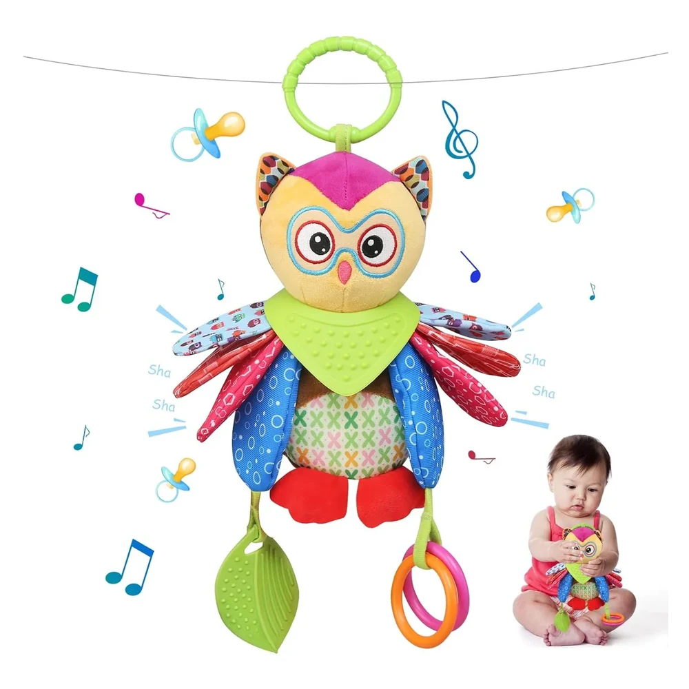 Peluche Búho Interactivo con Mordedor y Sonajero | BlueKids  3