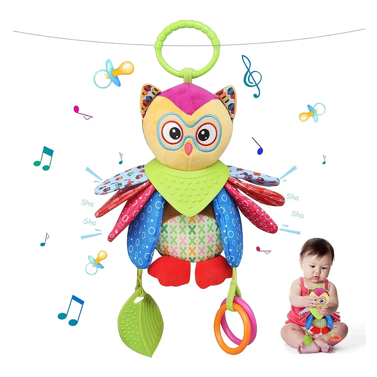 Peluche Búho Interactivo con Mordedor y Sonajero | BlueKids  3