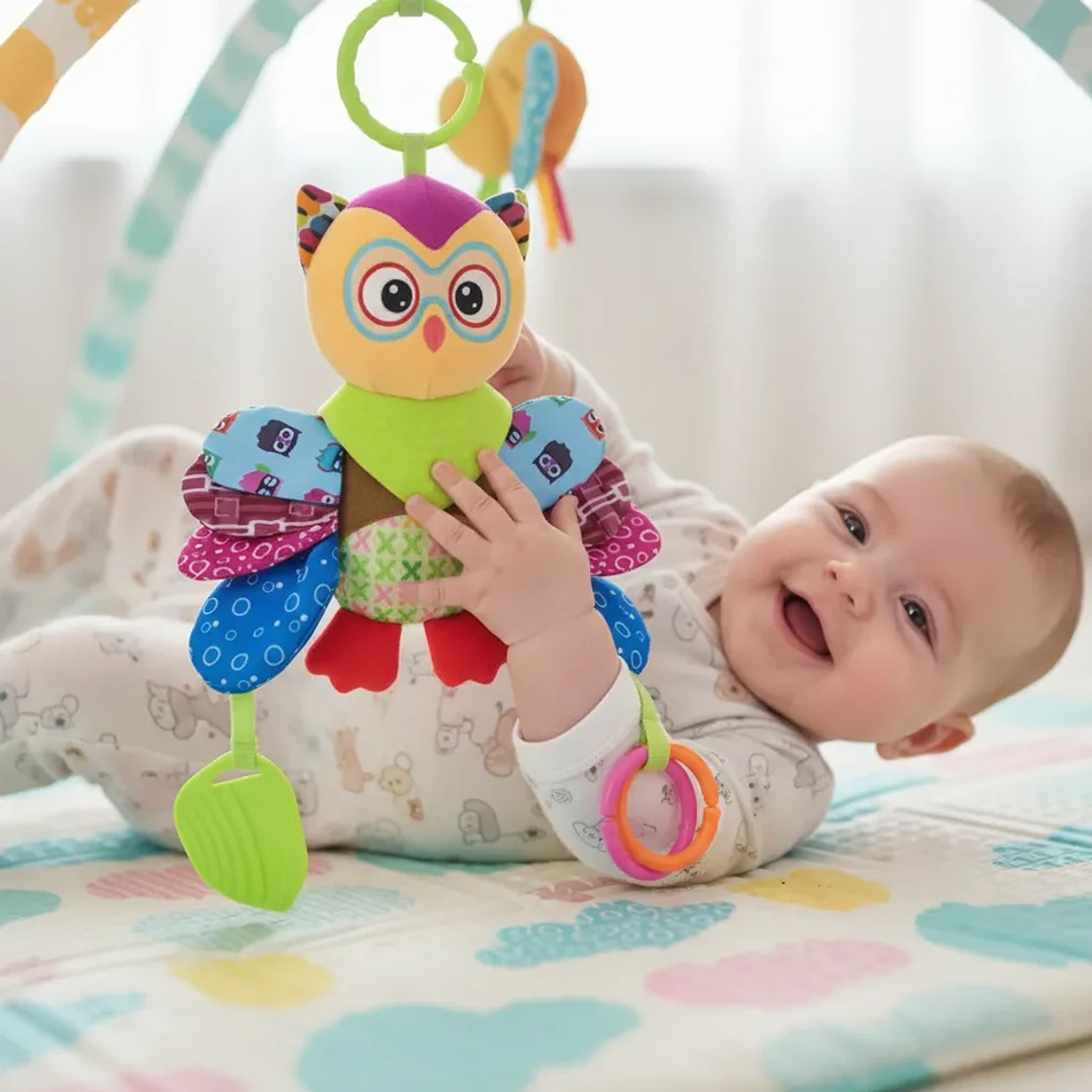 Peluche Búho Interactivo con Mordedor y Sonajero | BlueKids  8