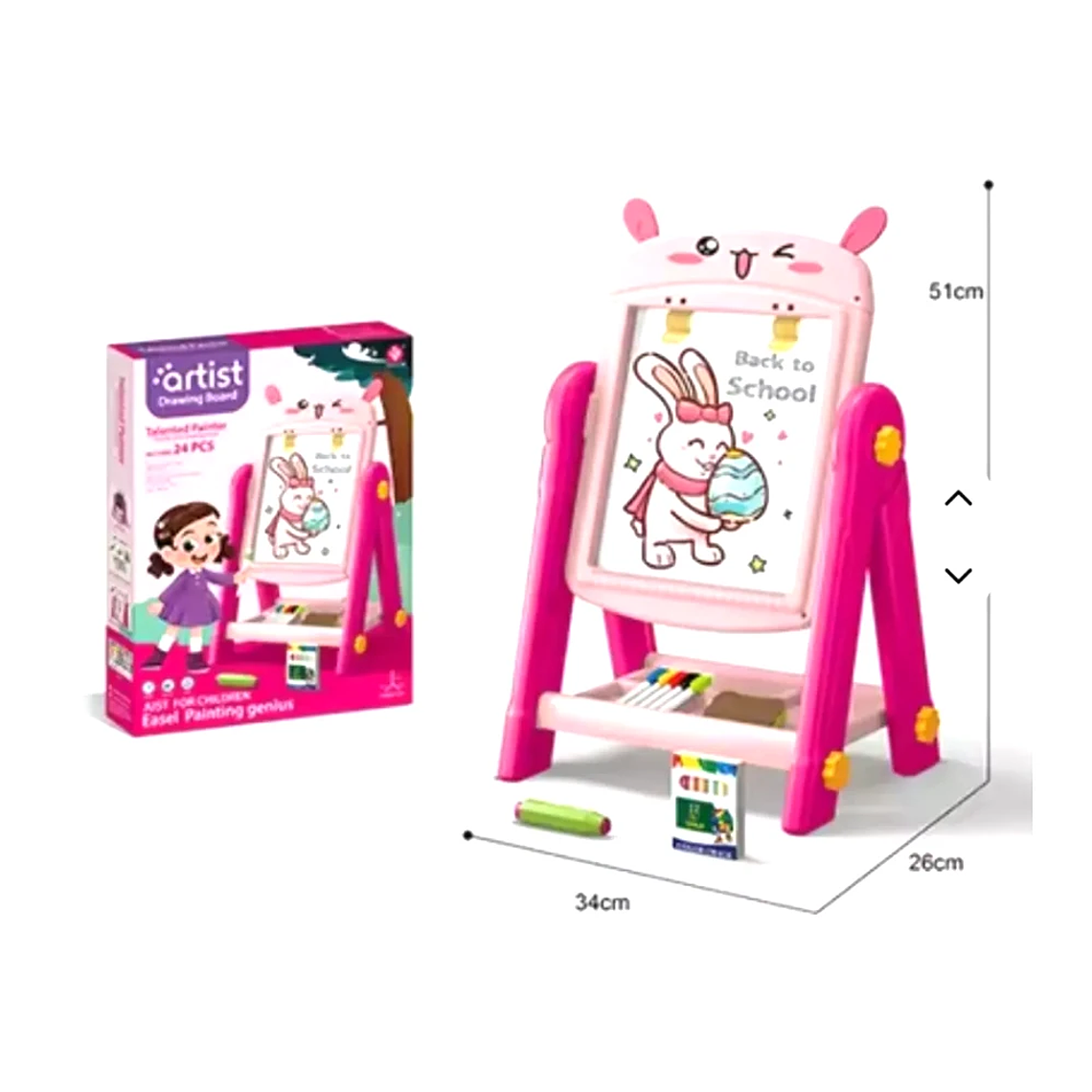 Pizarra Magnética Infantil 2 en 1 con Caballete y Accesorios | BlueKids 3