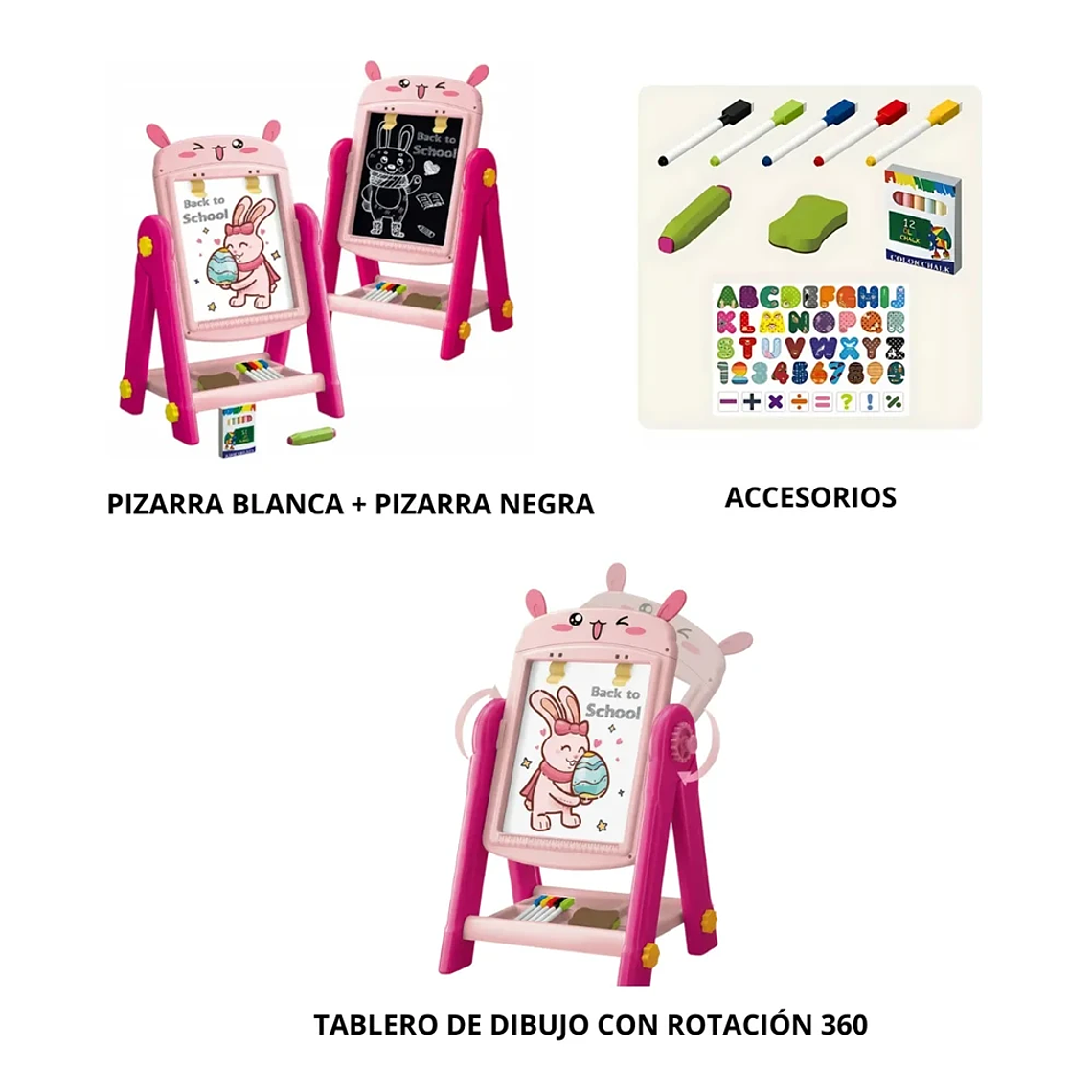Pizarra Magnética Infantil 2 en 1 con Caballete y Accesorios | BlueKids 10