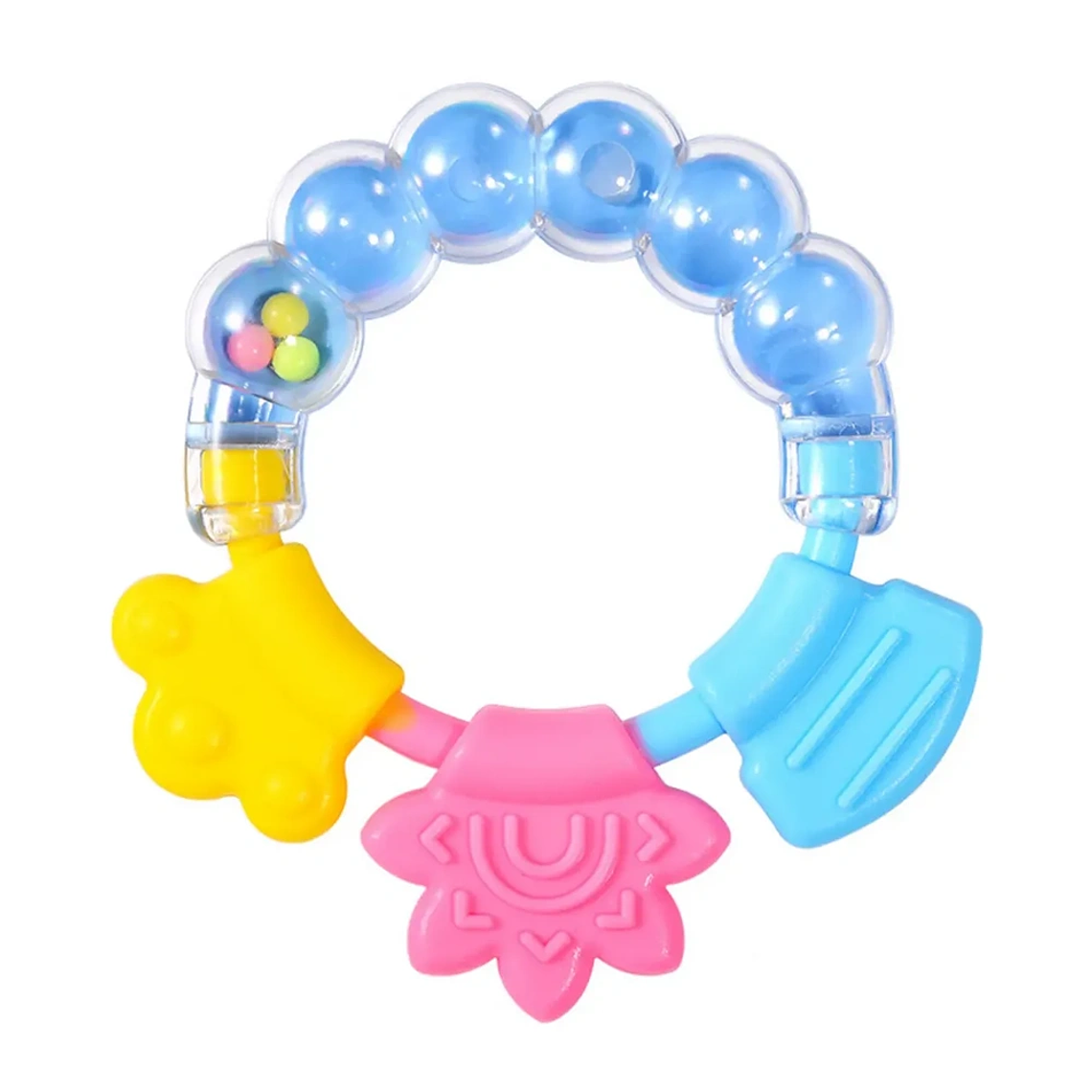 Mordedor de Silicona para Bebé con Sonajero y Libre de BPA BlueKids  1